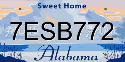7ESB772 Alabama License Plate