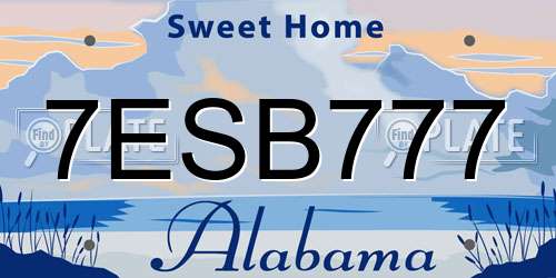 7ESB777 Alabama License Plate