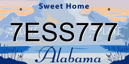 7ESS777 Alabama License Plate