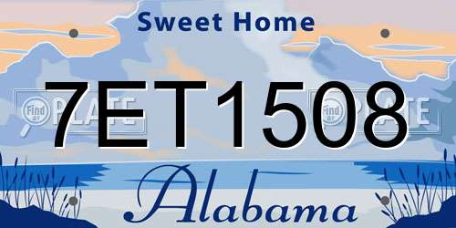 7ET1508 Alabama License Plate