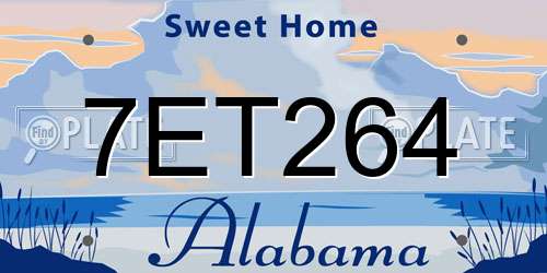 7ET264 Alabama License Plate