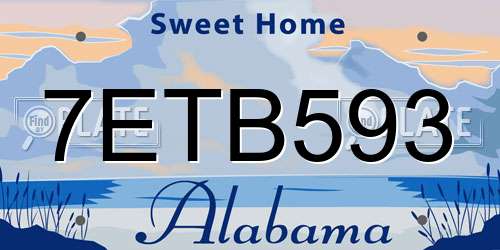 7ETB593 Alabama License Plate