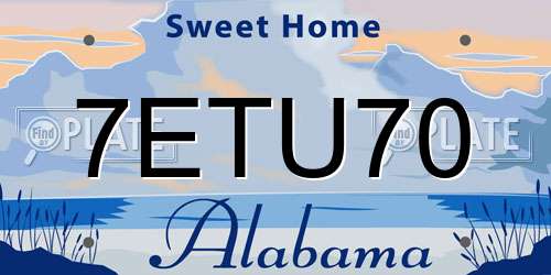7ETU70 Alabama License Plate
