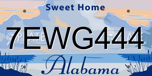 7EWG444 Alabama License Plate