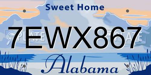 7EWX867 Alabama License Plate