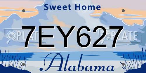 7EY627 Alabama License Plate