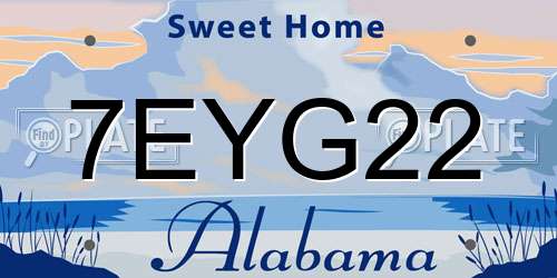 7EYG22 Alabama License Plate
