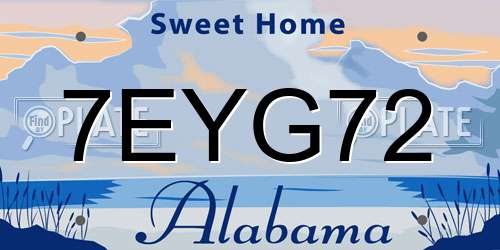 7EYG72 Alabama License Plate