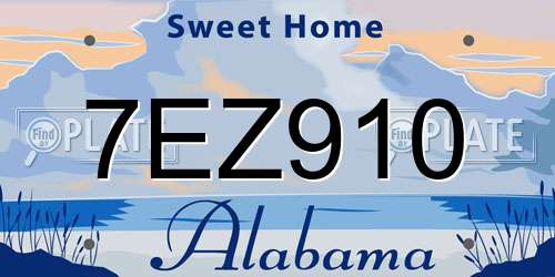 7EZ910 Alabama License Plate