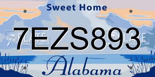 7EZS893 Alabama License Plate