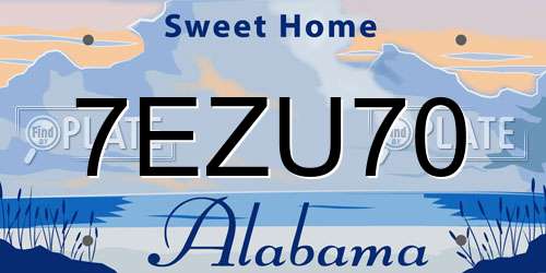 7EZU70 Alabama License Plate
