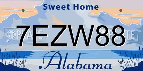 7EZW88 Alabama License Plate
