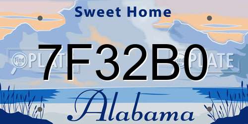 7F32B0 Alabama License Plate