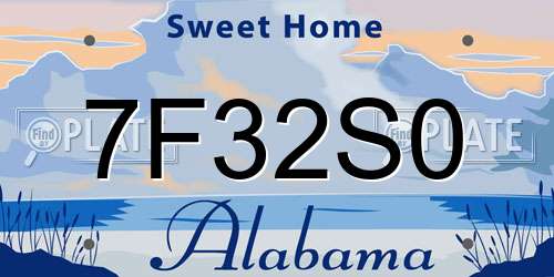 7F32S0 Alabama License Plate