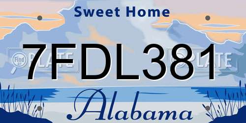 7FDL381 Alabama License Plate
