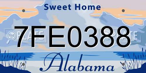 7FE0388 Alabama License Plate