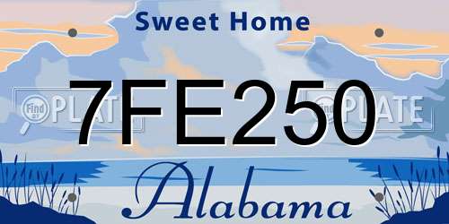 7FE250 Alabama License Plate