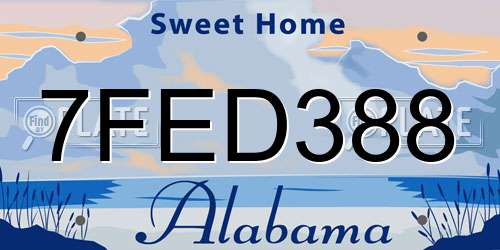 7FED388 Alabama License Plate