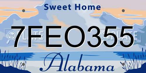 7FEO355 Alabama License Plate