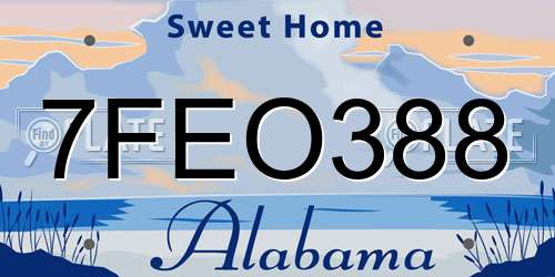 7FEO388 Alabama License Plate