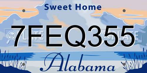 7FEQ355 Alabama License Plate