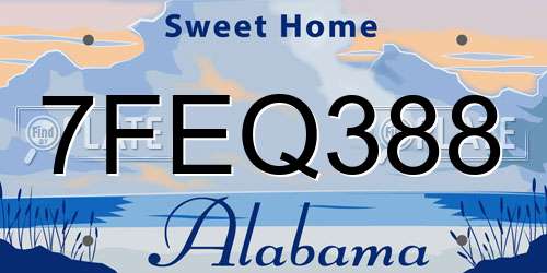 7FEQ388 Alabama License Plate