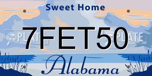 7FET50 Alabama License Plate