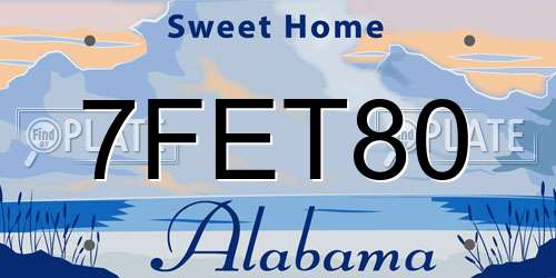 7FET80 Alabama License Plate