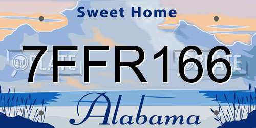 7FFR166 Alabama License Plate