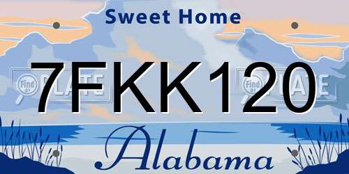 7FKK120 Alabama License Plate