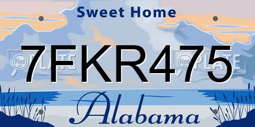 7FKR475 Alabama License Plate