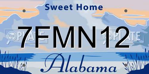 7FMN12 Alabama License Plate