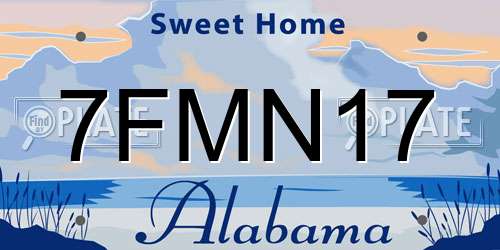 7FMN17 Alabama License Plate