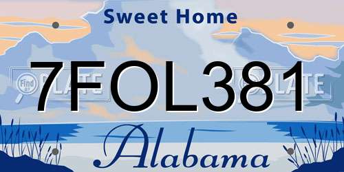 7FOL381 Alabama License Plate