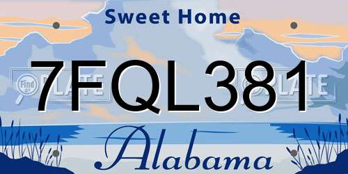 7FQL381 Alabama License Plate