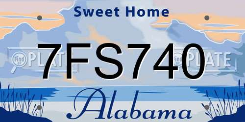 7FS740 Alabama License Plate