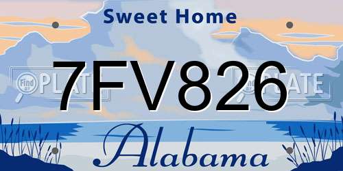 7FV826 Alabama License Plate