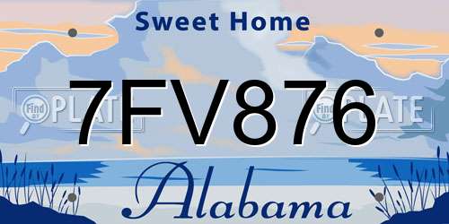 7FV876 Alabama License Plate