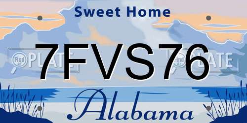 7FVS76 Alabama License Plate