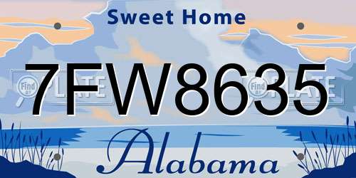 7FW8635 Alabama License Plate