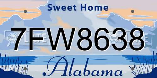 7FW8638 Alabama License Plate