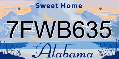 7FWB635 Alabama License Plate