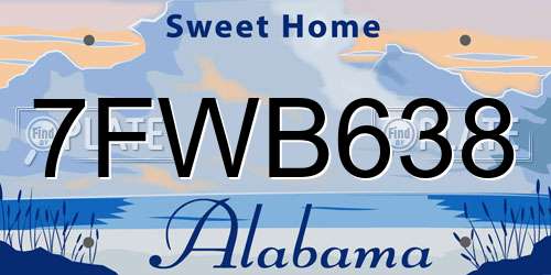 7FWB638 Alabama License Plate