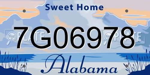 7G06978 Alabama License Plate