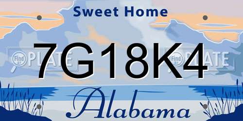 7G18K4 Alabama License Plate