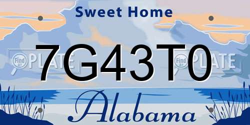 7G43T0 Alabama License Plate