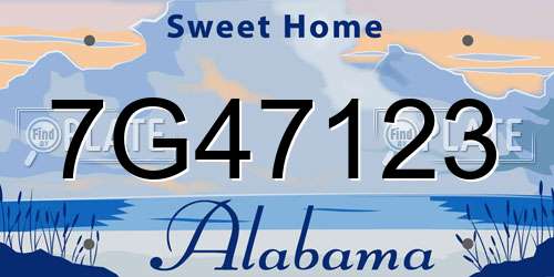 7G47123 Alabama License Plate