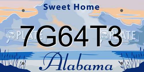 7G64T3 Alabama License Plate