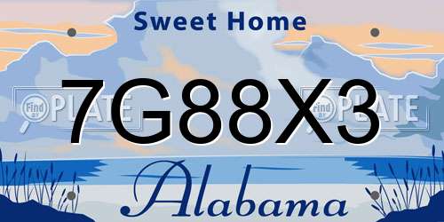 7G88X3 Alabama License Plate
