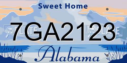 7GA2123 Alabama License Plate